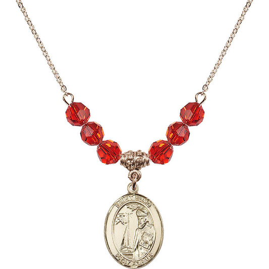 14kt Gold Filled Saint Elmo Birthstone Necklace with Ruby Beads - 8031