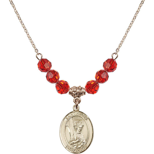 14kt Gold Filled Saint Helen Birthstone Necklace with Ruby Beads - 8043