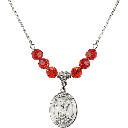 Sterling Silver Saint Helen Birthstone Necklace with Ruby Beads - 8043