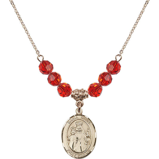 14kt Gold Filled Maria Stein Birthstone Necklace with Ruby Beads - 8133