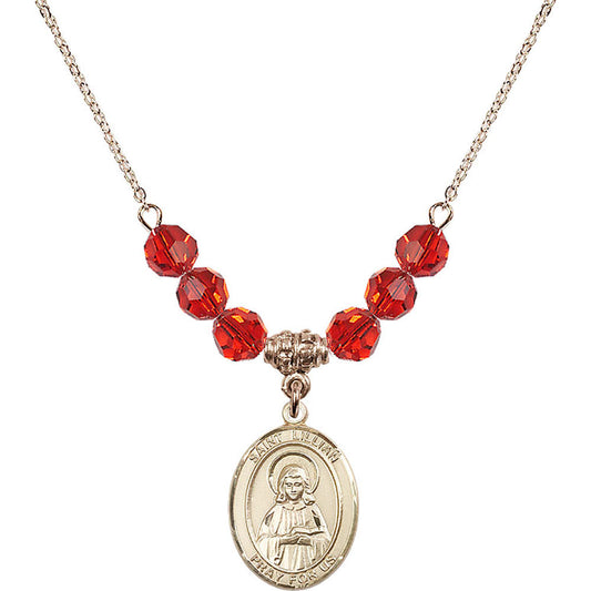 14kt Gold Filled Saint Lillian Birthstone Necklace with Ruby Beads - 8226