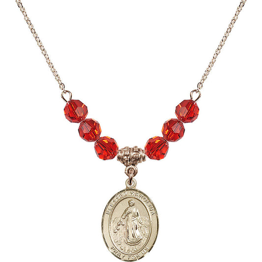 14kt Gold Filled Blessed Karolina Kozkowna Birthstone Necklace with Ruby Beads - 8283