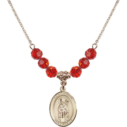 14kt Gold Filled Saint Ronan Birthstone Necklace with Ruby Beads - 8315