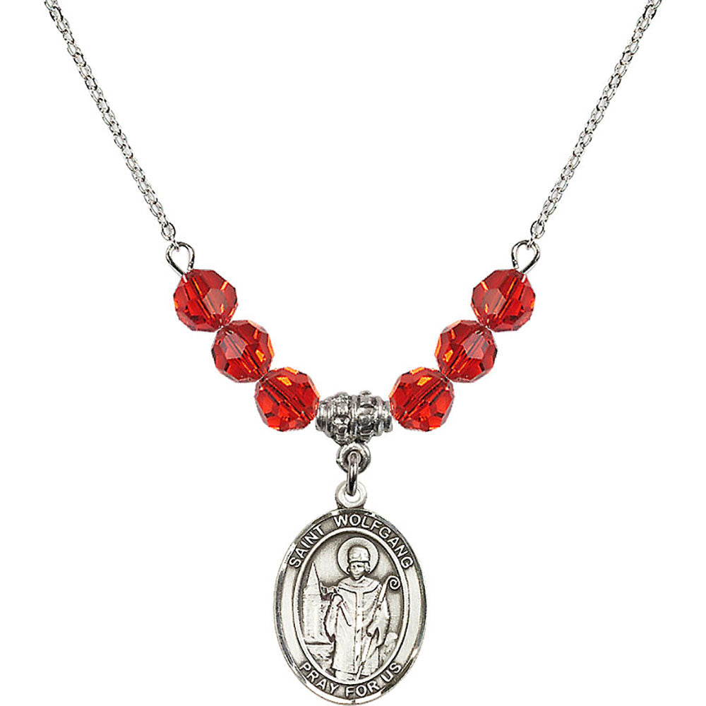Sterling Silver Saint Wolfgang Birthstone Necklace with Ruby Beads - 8323