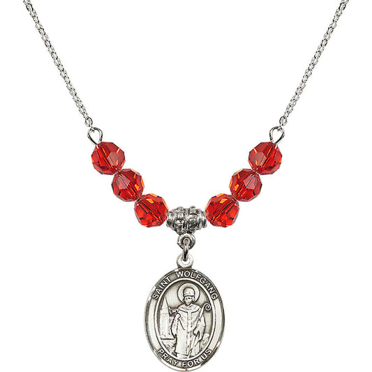 Sterling Silver Saint Wolfgang Birthstone Necklace with Ruby Beads - 8323