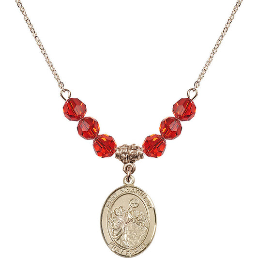 14kt Gold Filled Saint Nimatullah Birthstone Necklace with Ruby Beads - 8339