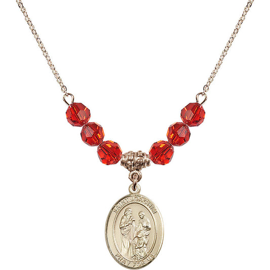 14kt Gold Filled Saint Joachim Birthstone Necklace with Ruby Beads - 8348