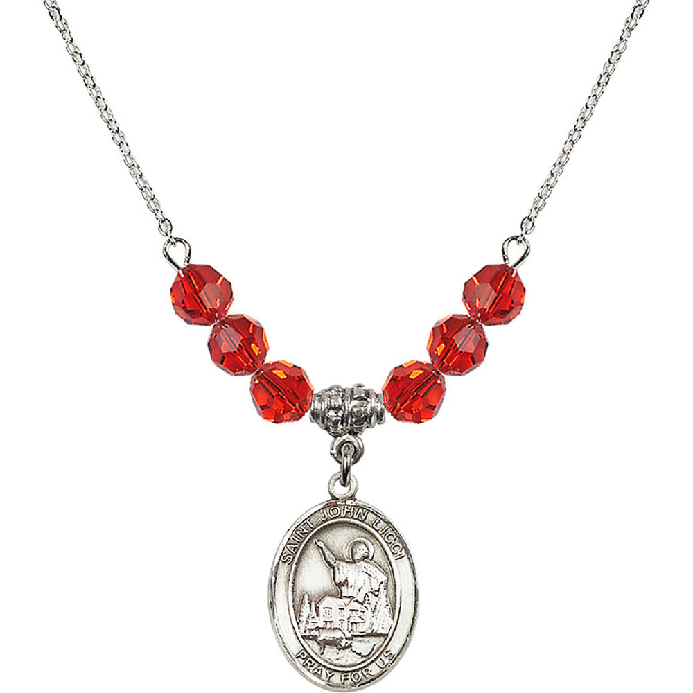 Sterling Silver Saint John Licci Birthstone Necklace with Ruby Beads - 8358