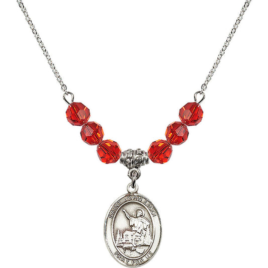 Sterling Silver Saint John Licci Birthstone Necklace with Ruby Beads - 8358