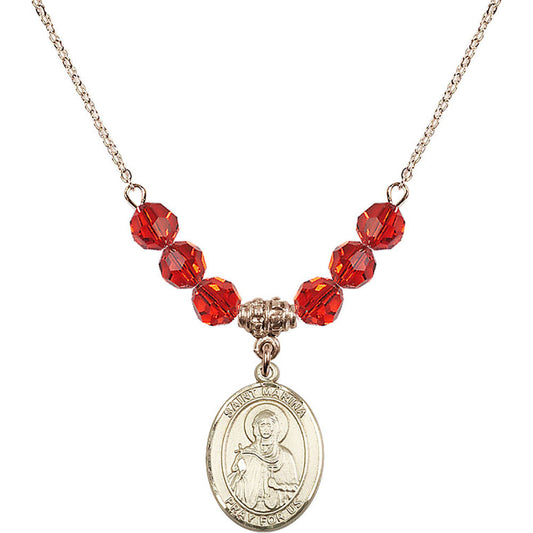 14kt Gold Filled Saint Marina Birthstone Necklace with Ruby Beads - 8379