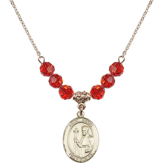 14kt Gold Filled Saint Regis Birthstone Necklace with Ruby Beads - 8380