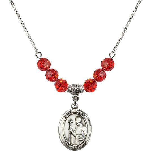 Sterling Silver Saint Regis Birthstone Necklace with Ruby Beads - 8380