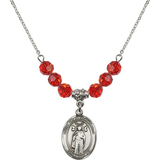 Sterling Silver Saint Ivo of Kelmartin Birthstone Necklace with Ruby Beads - 8384