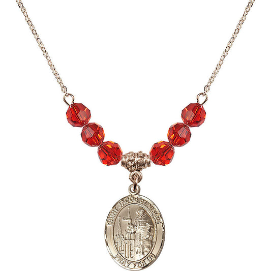 14kt Gold Filled Saint Jacob of Nisibis Birthstone Necklace with Ruby Beads - 8392
