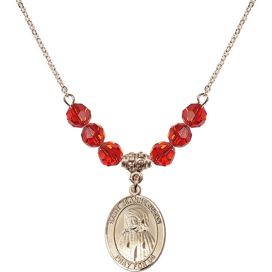 14kt Gold Filled Saint Jeanne Jugan Birthstone Necklace with Ruby Beads - 8409