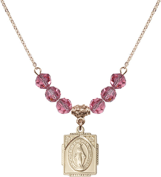 14kt Gold Filled Miraculous Birthstone Necklace with Rose Beads - 0804