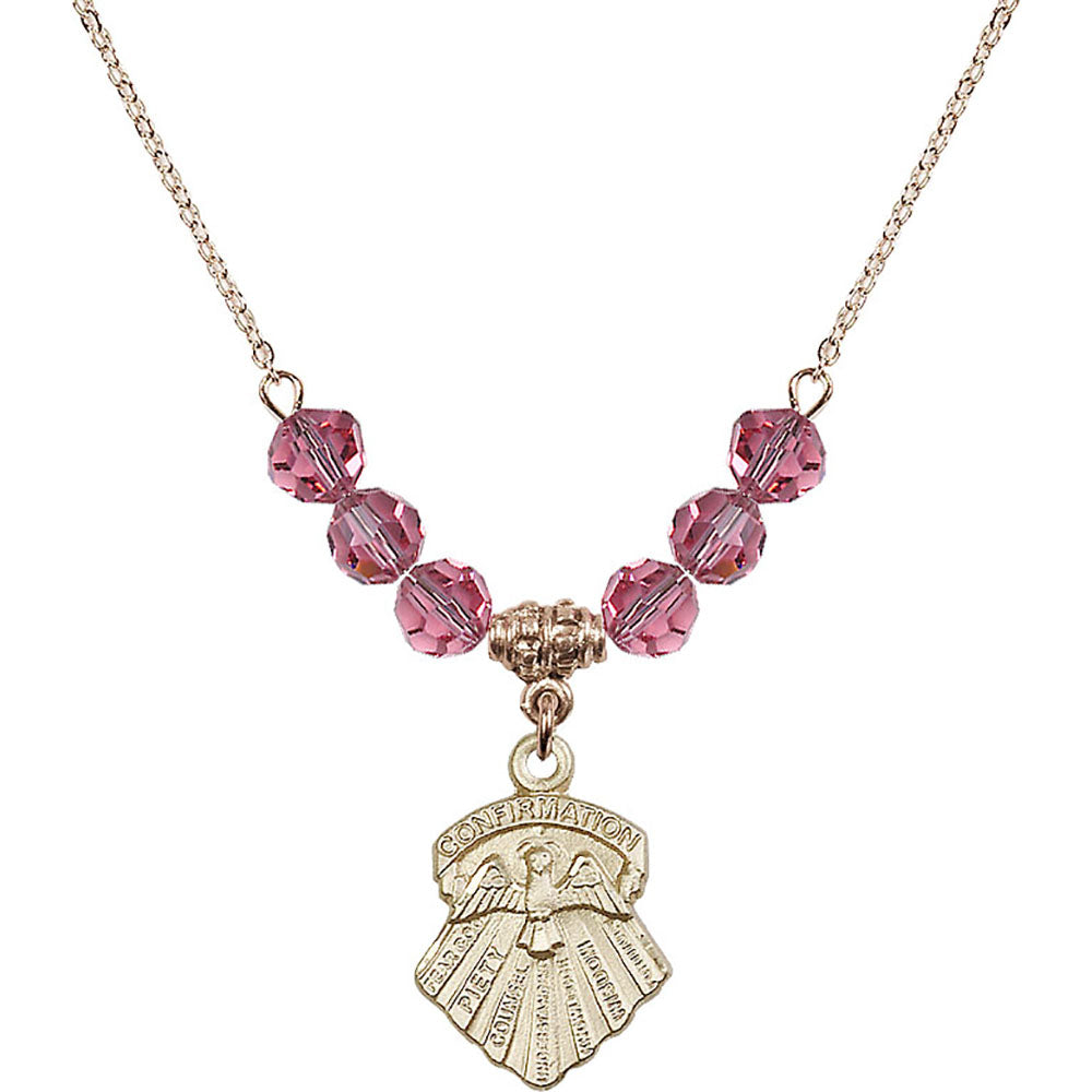 14kt Gold Filled Seven Gifts Birthstone Necklace with Rose Beads - 0886