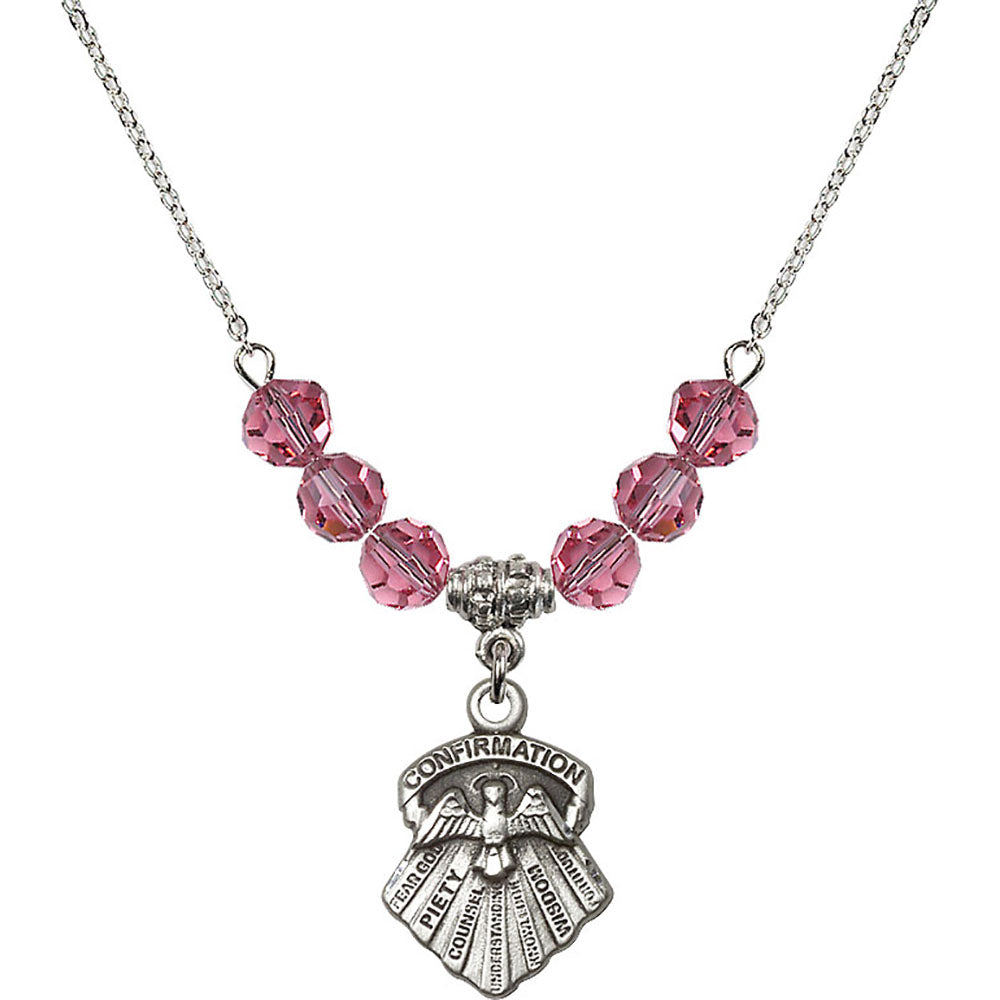 Sterling Silver Seven Gifts Birthstone Necklace with Rose Beads - 0886