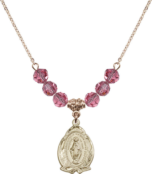14kt Gold Filled Miraculous Birthstone Necklace with Rose Beads - 1481