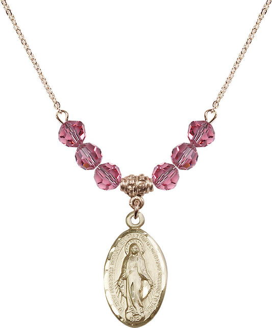 14kt Gold Filled Miraculous Birthstone Necklace with Rose Beads - 1615