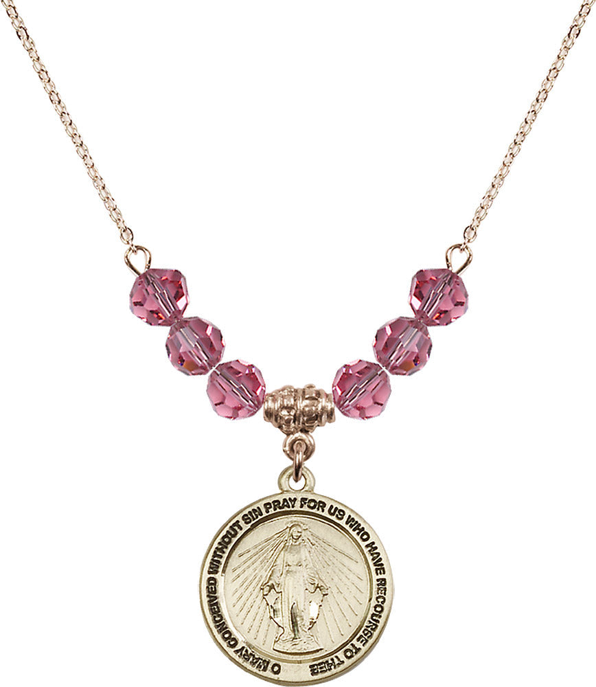 14kt Gold Filled Miraculous Birthstone Necklace with Rose Beads - 4056