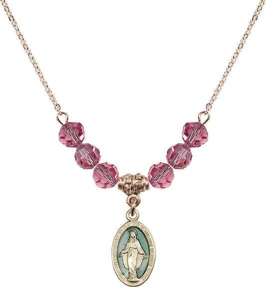 14kt Gold Filled Miraculous Birthstone Necklace with Rose Beads - 4122