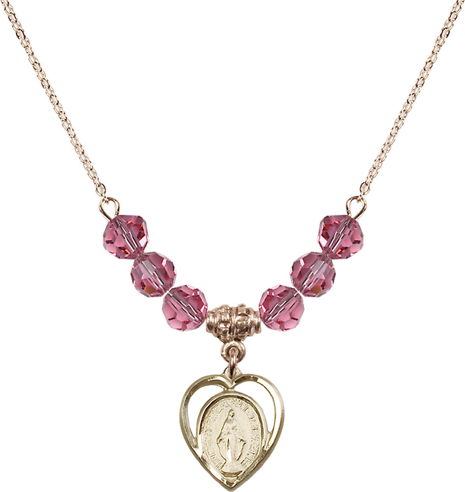 14kt Gold Filled Miraculous Birthstone Necklace with Rose Beads - 4125