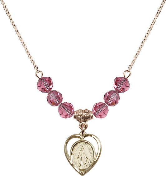 14kt Gold Filled Miraculous Birthstone Necklace with Rose Beads - 4125