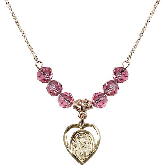 14kt Gold Filled Scapular Birthstone Necklace with Rose Beads - 4126