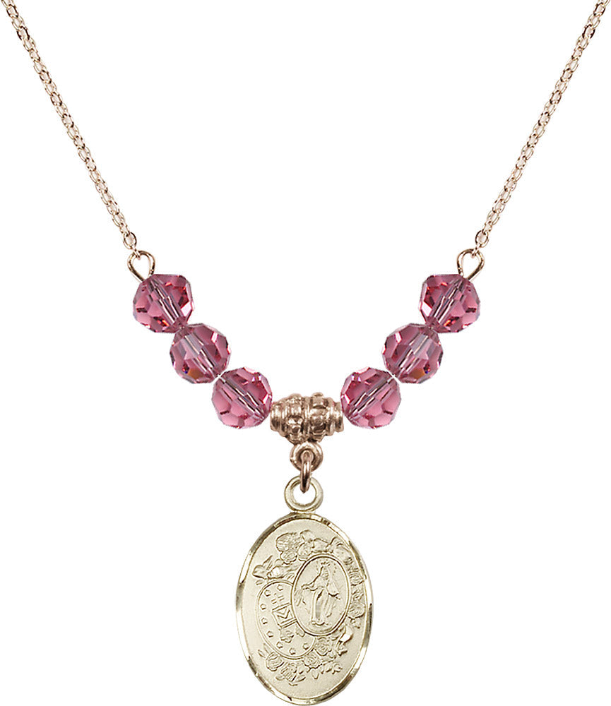14kt Gold Filled Miraculous Birthstone Necklace with Rose Beads - 5682