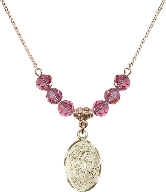 14kt Gold Filled Miraculous Birthstone Necklace with Rose Beads - 5682