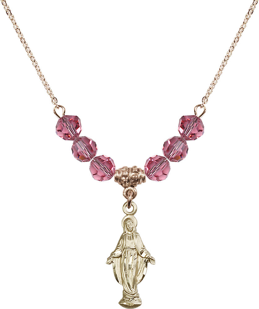 14kt Gold Filled Miraculous Birthstone Necklace with Rose Beads - 5900