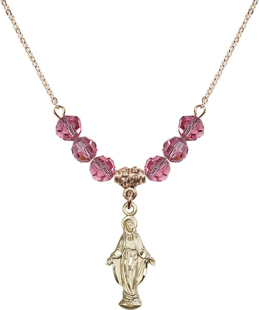 14kt Gold Filled Miraculous Birthstone Necklace with Rose Beads - 5900