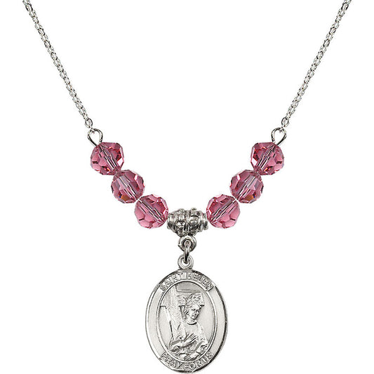 Sterling Silver Saint Helen Birthstone Necklace with Rose Beads - 8043