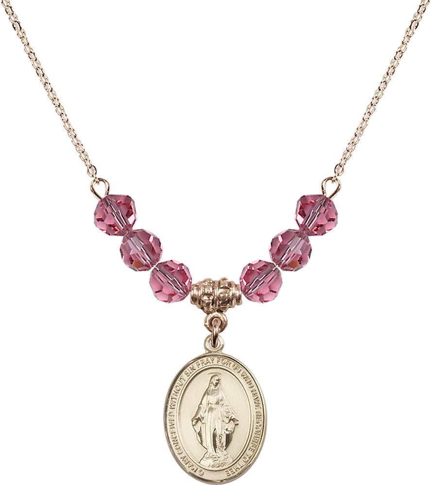 14kt Gold Filled Miraculous Birthstone Necklace with Rose Beads - 8078