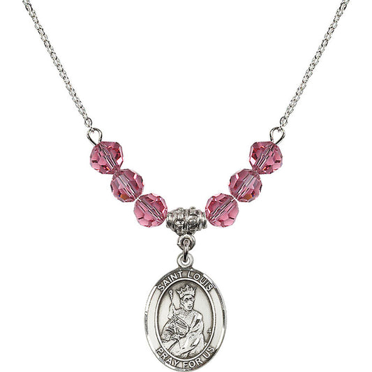 Sterling Silver Saint Louis Birthstone Necklace with Rose Beads - 8081
