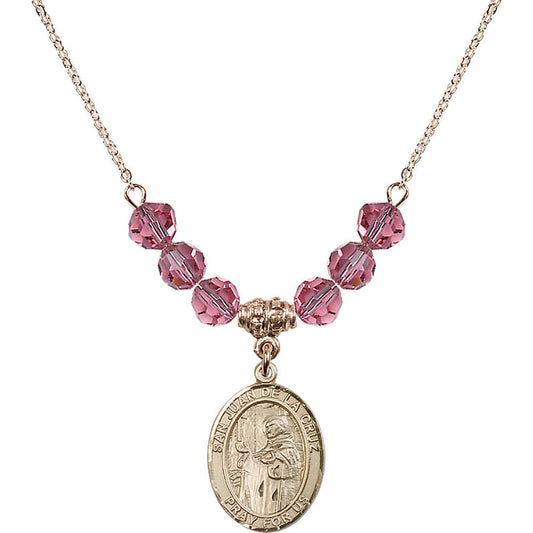 14kt Gold Filled San Juan de la Cruz Birthstone Necklace with Rose Beads - 8232