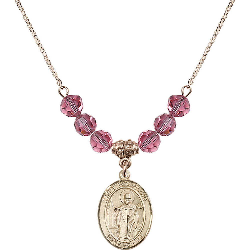 14kt Gold Filled Saint Wolfgang Birthstone Necklace with Rose Beads - 8323