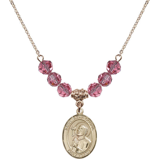 14kt Gold Filled Saint Rene Goupil Birthstone Necklace with Rose Beads - 8334