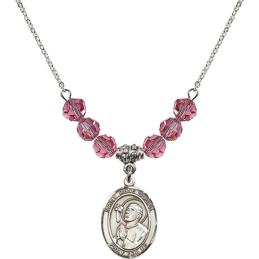 Sterling Silver Saint Rene Goupil Birthstone Necklace with Rose Beads - 8334