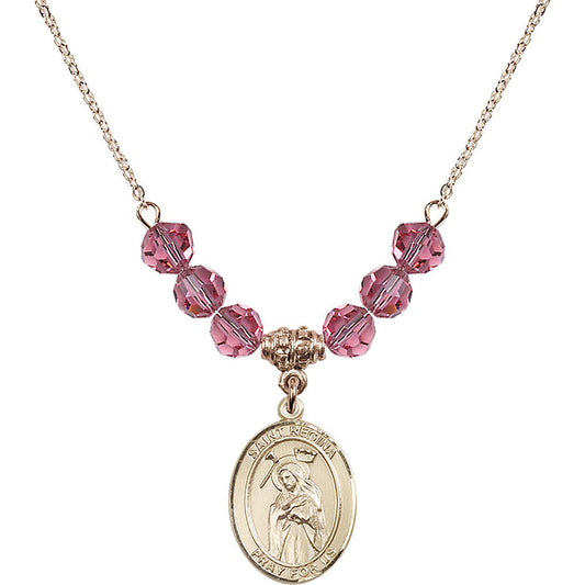 14kt Gold Filled Saint Regina Birthstone Necklace with Rose Beads - 8335
