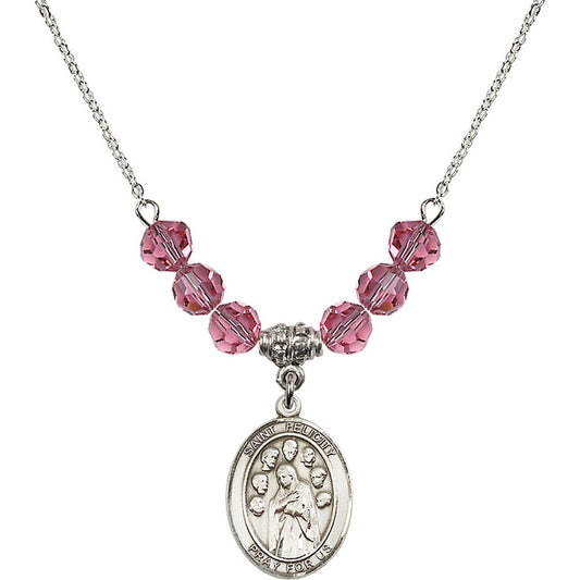 Sterling Silver Saint Felicity Birthstone Necklace with Rose Beads - 8341