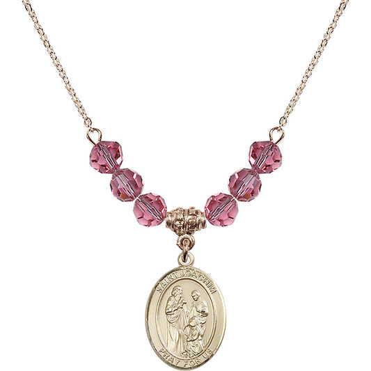 14kt Gold Filled Saint Joachim Birthstone Necklace with Rose Beads - 8348