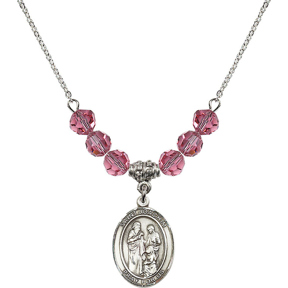 Sterling Silver Saint Joachim Birthstone Necklace with Rose Beads - 8348