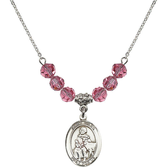 Sterling Silver Saint Giles Birthstone Necklace with Rose Beads - 8349
