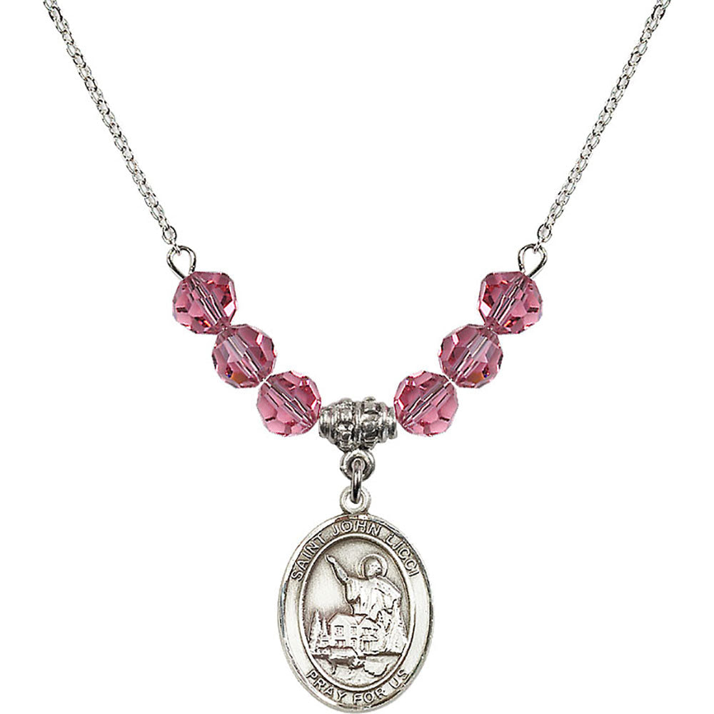 Sterling Silver Saint John Licci Birthstone Necklace with Rose Beads - 8358