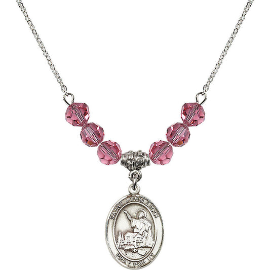 Sterling Silver Saint John Licci Birthstone Necklace with Rose Beads - 8358