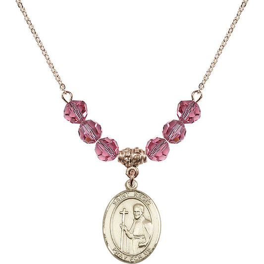 14kt Gold Filled Saint Regis Birthstone Necklace with Rose Beads - 8380