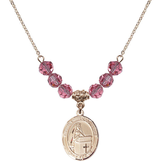 14kt Gold Filled Blessed Emilee Doultremont Birthstone Necklace with Rose Beads - 8390