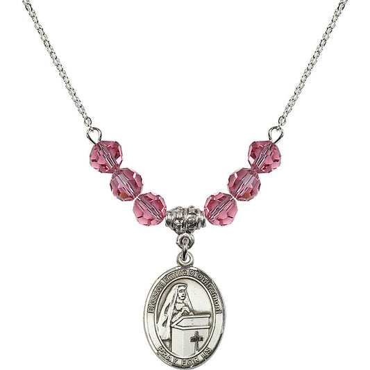 Sterling Silver Blessed Emilee Doultremont Birthstone Necklace with Rose Beads - 8390